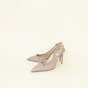 Valentino Poudre Rockstud Half D'Orsay Slingback Pumps 38