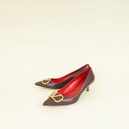 Valentino Burgundy Vlogo Pumps 39