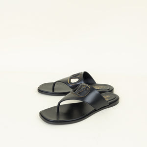 Valentino Black Garavani VLogo Signature Thong Flats 37