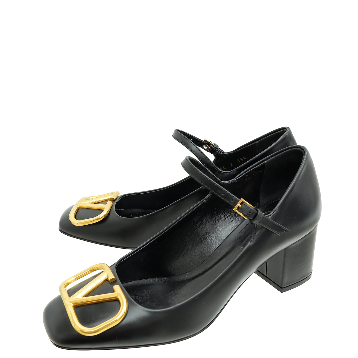 Valentino Black VLogo Mary Jane Pumps 35.5-Valentino-THE CLOSET