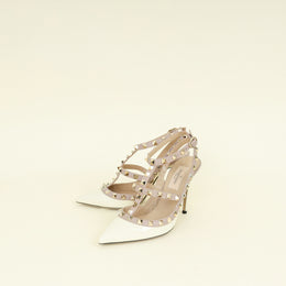 Valentino Ivory Cream Rockstud Caged Ankle Pump 35