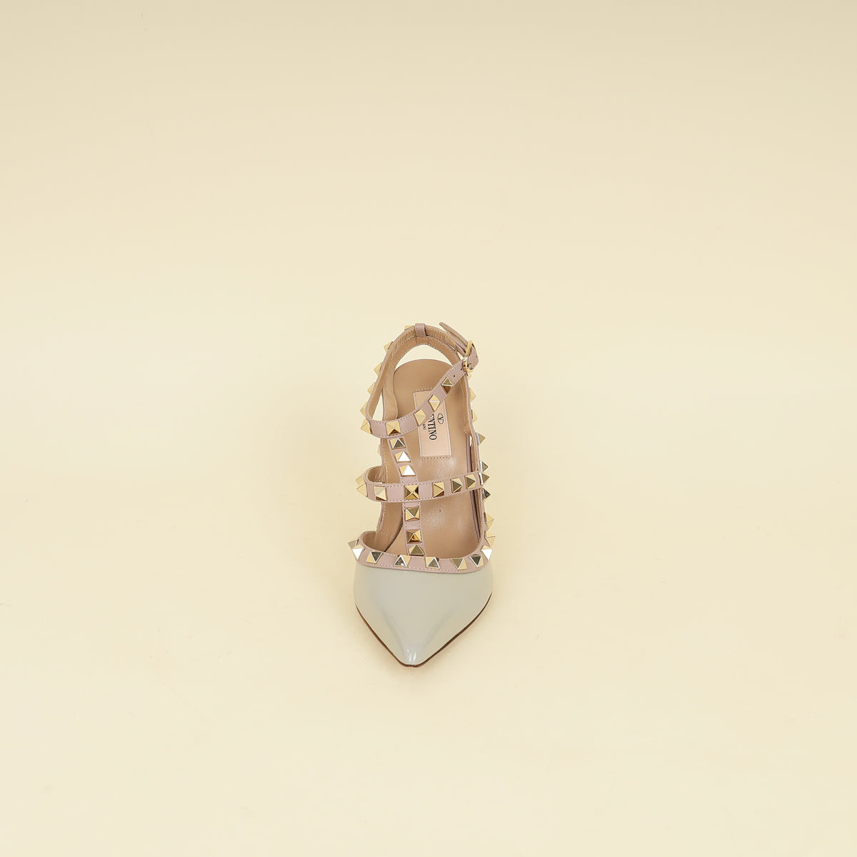 Valentino Light Grey Rockstud Caged 100 Pumps 36.5-Valentino-THE CLOSET