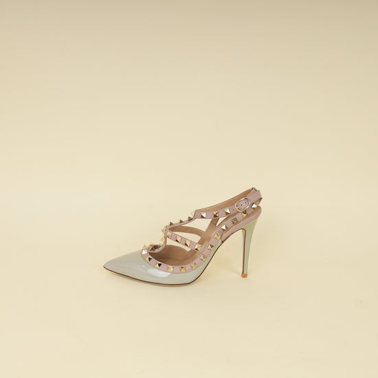 Valentino Light Grey Rockstud Caged 100 Pumps 36.5-Valentino-THE CLOSET