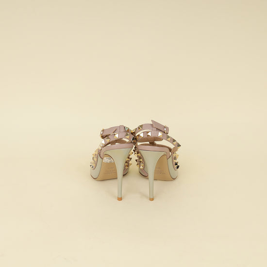 Valentino Light Grey Rockstud Caged 100 Pumps 36.5-Valentino-THE CLOSET
