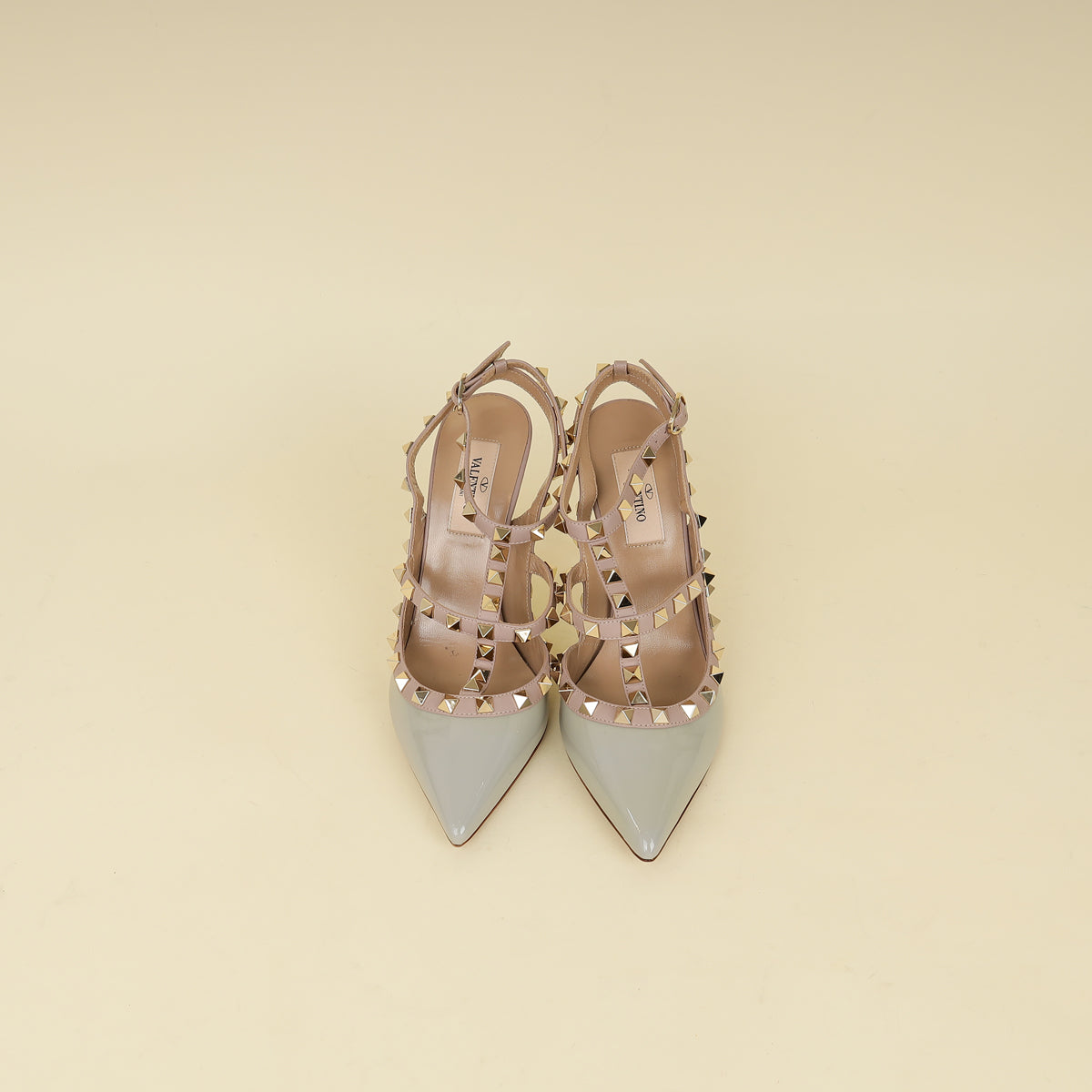 Valentino Light Grey Rockstud Caged 100 Pumps 36.5-Valentino-THE CLOSET