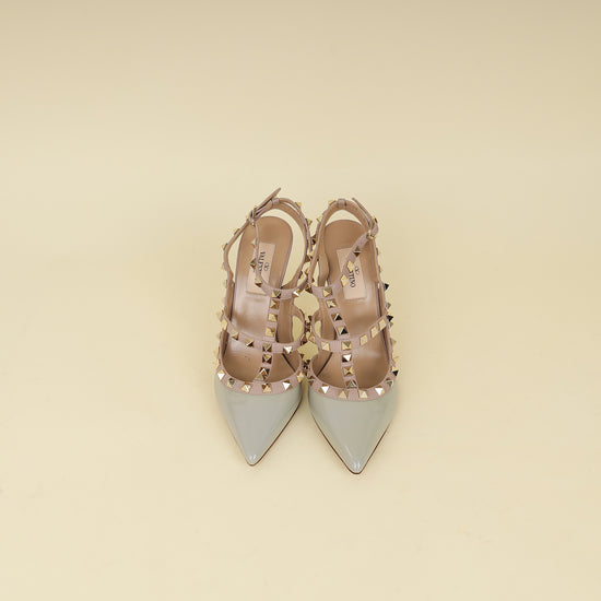 Valentino Light Grey Rockstud Caged 100 Pumps 36.5-Valentino-THE CLOSET