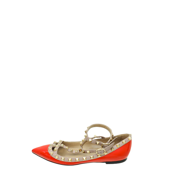 Valentino Coral Rockstud Caged Flat Ballerina 36