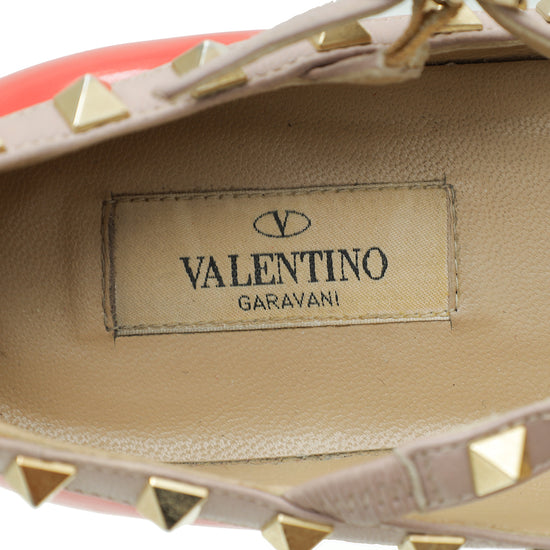 Valentino Coral Rockstud Caged Flat Ballerina 36