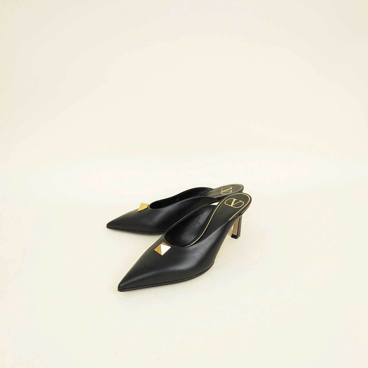 Valentino Black One Stud Mules 36