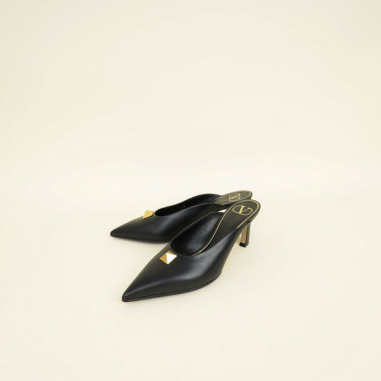 Valentino Black One Stud Mules 36