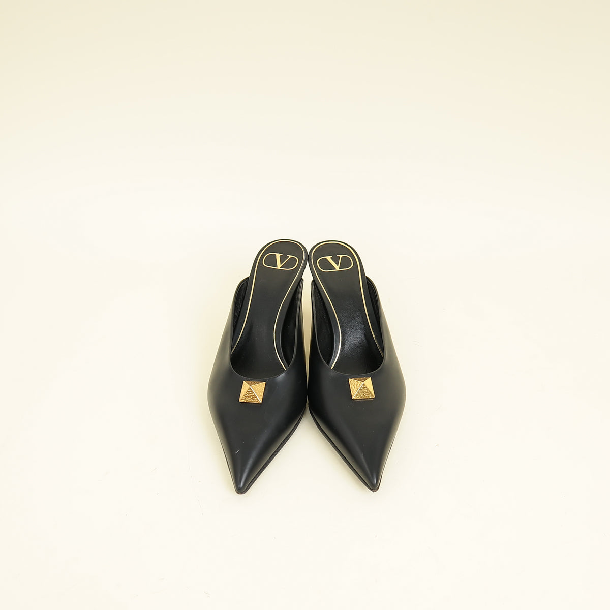 Valentino Black One Stud Mules 36