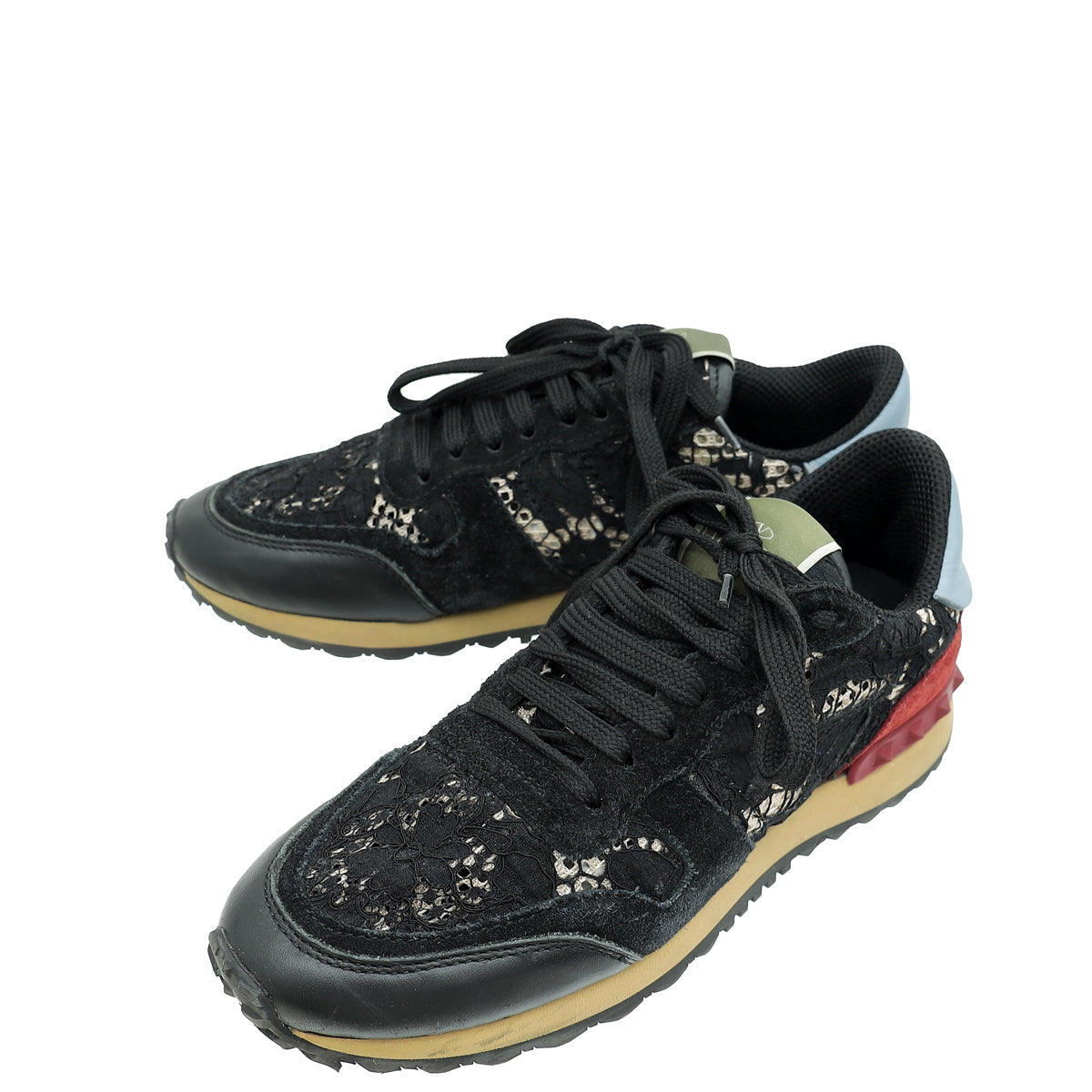 Valentino Black Multicolor Lace Rockrunner Sneaker 36-Valentino-THE CLOSET