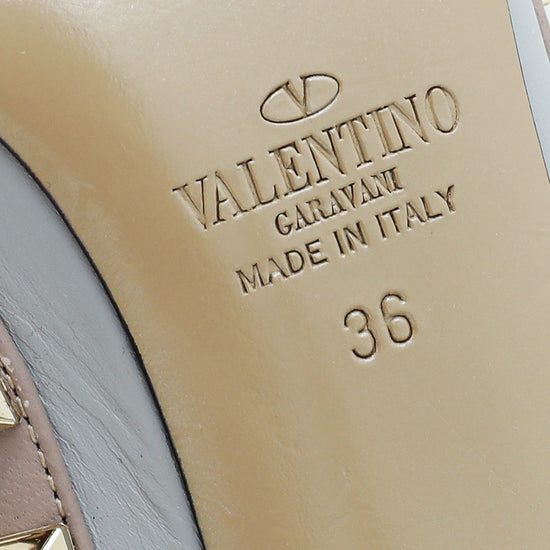 Valentino Pale Grayish Blue Rockstud Caged Ankle Strap Pumps 36