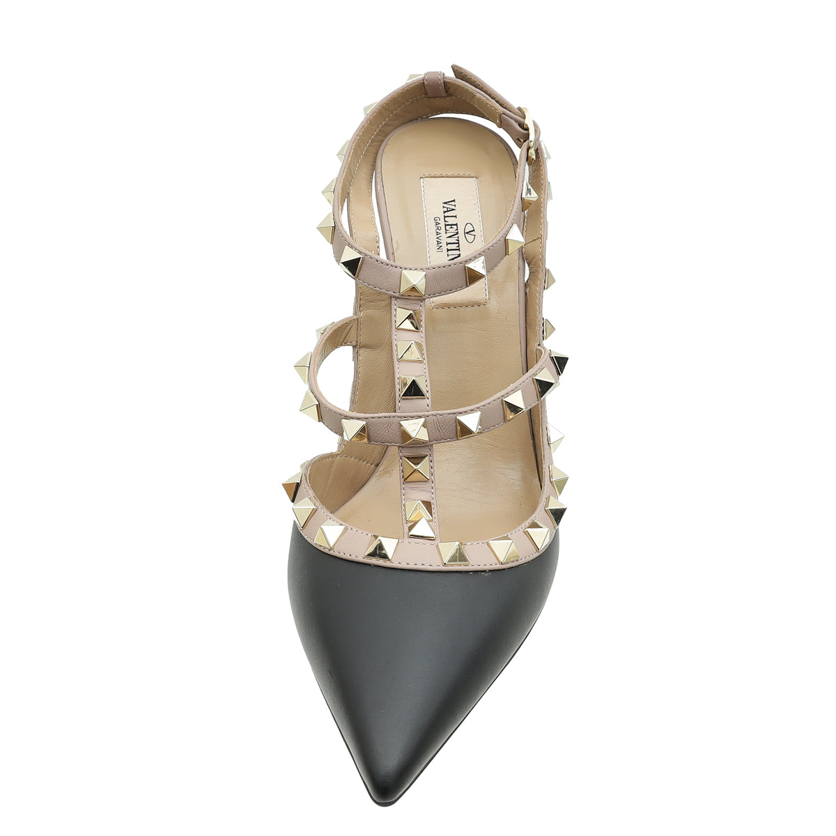 Valentino Black Rockstud Caged Pump 37.5-Valentino-THE CLOSET