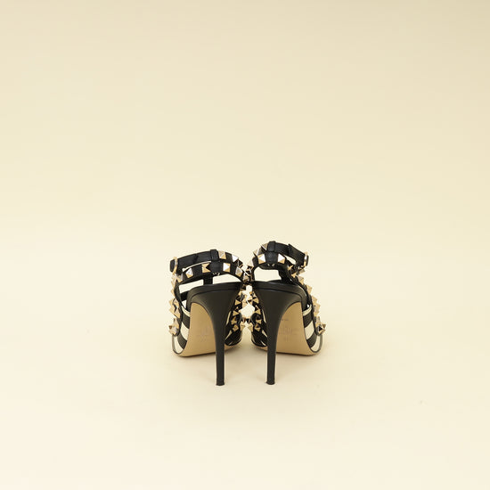 Valentino Bicolor Striped Rockstud Caged Pumps 37.5-Valentino-THE CLOSET