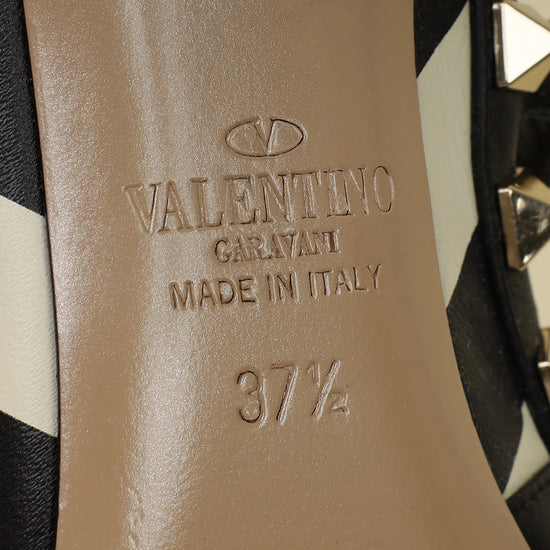 Valentino Bicolor Striped Rockstud Caged Pumps 37.5-Valentino-THE CLOSET