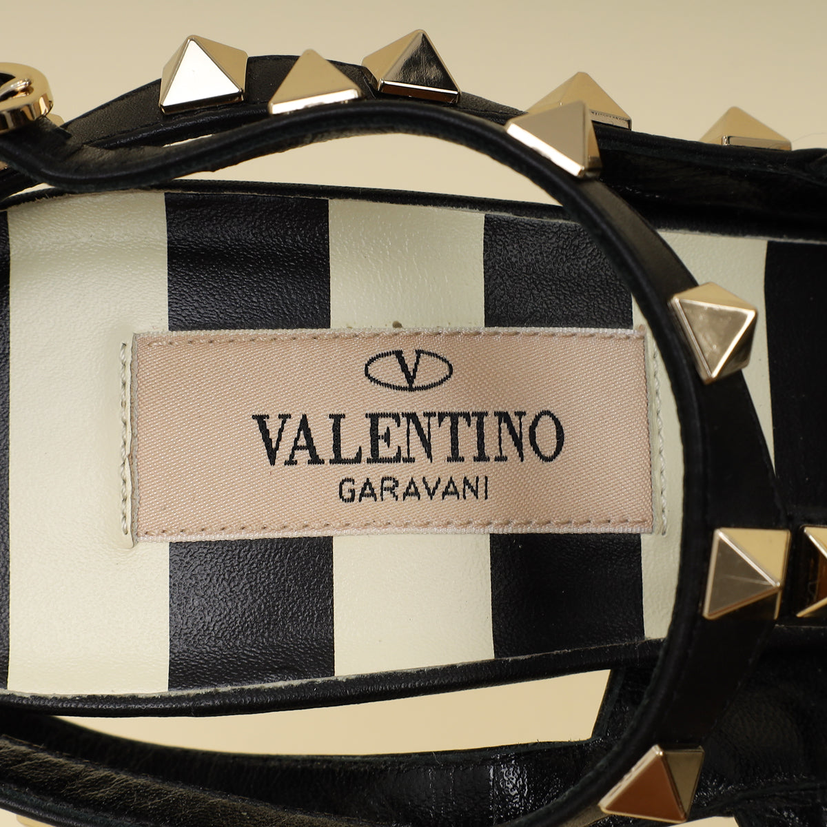 Valentino Bicolor Striped Rockstud Caged Pumps 37.5-Valentino-THE CLOSET