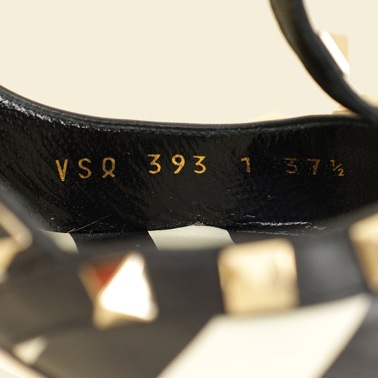 Valentino Bicolor Striped Rockstud Caged Pumps 37.5-Valentino-THE CLOSET