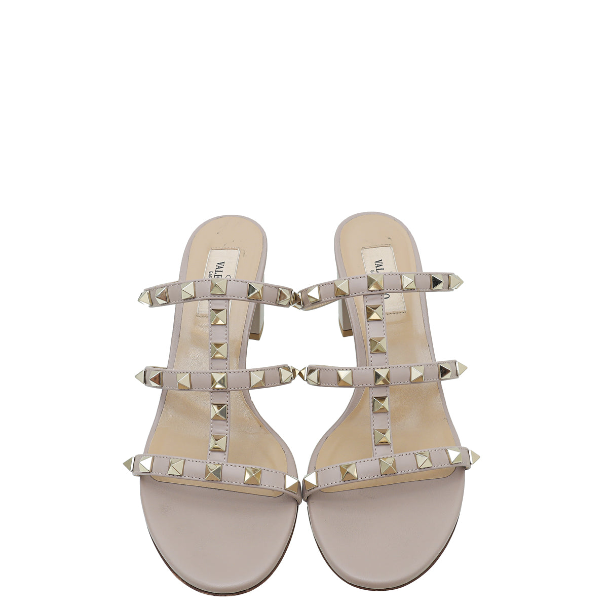 Valentino Poudre Rockstud Caged Slides 60mm Mules 37.5