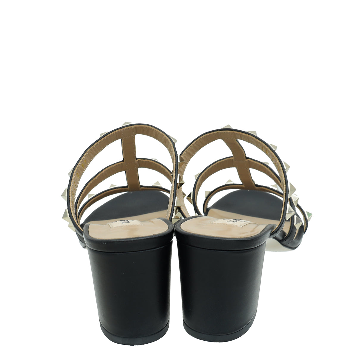 Valentino Black Rockstud Block Heeled Slide Sandals 37