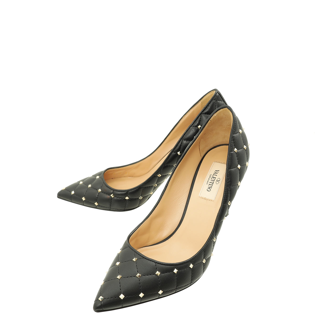Valentino Black Spike Rockstud Leather Pump 37-Valentino-THE CLOSET