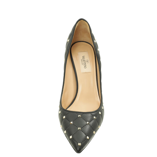 Valentino Black Spike Rockstud Leather Pump 37