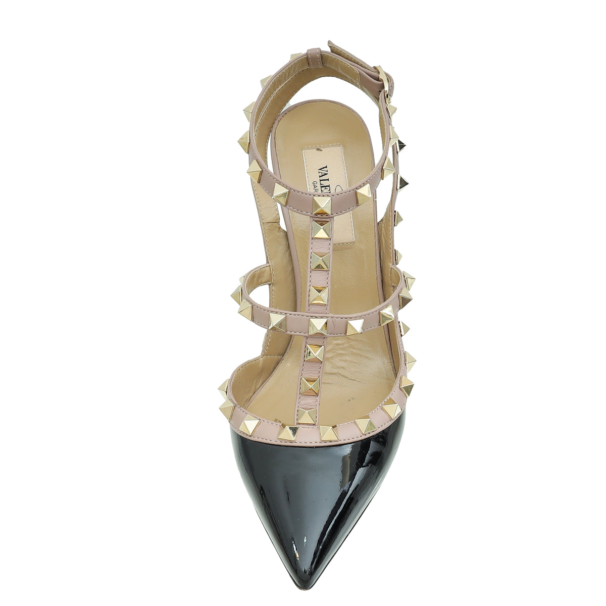 Valentino Bicolor Rockstud Caged Ankle Strap 100 Pumps 37-Valentino-THE CLOSET