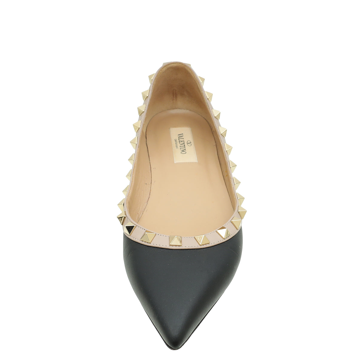 Valentino Black RockStud Flat Ballerina 37-Valentino-THE CLOSET