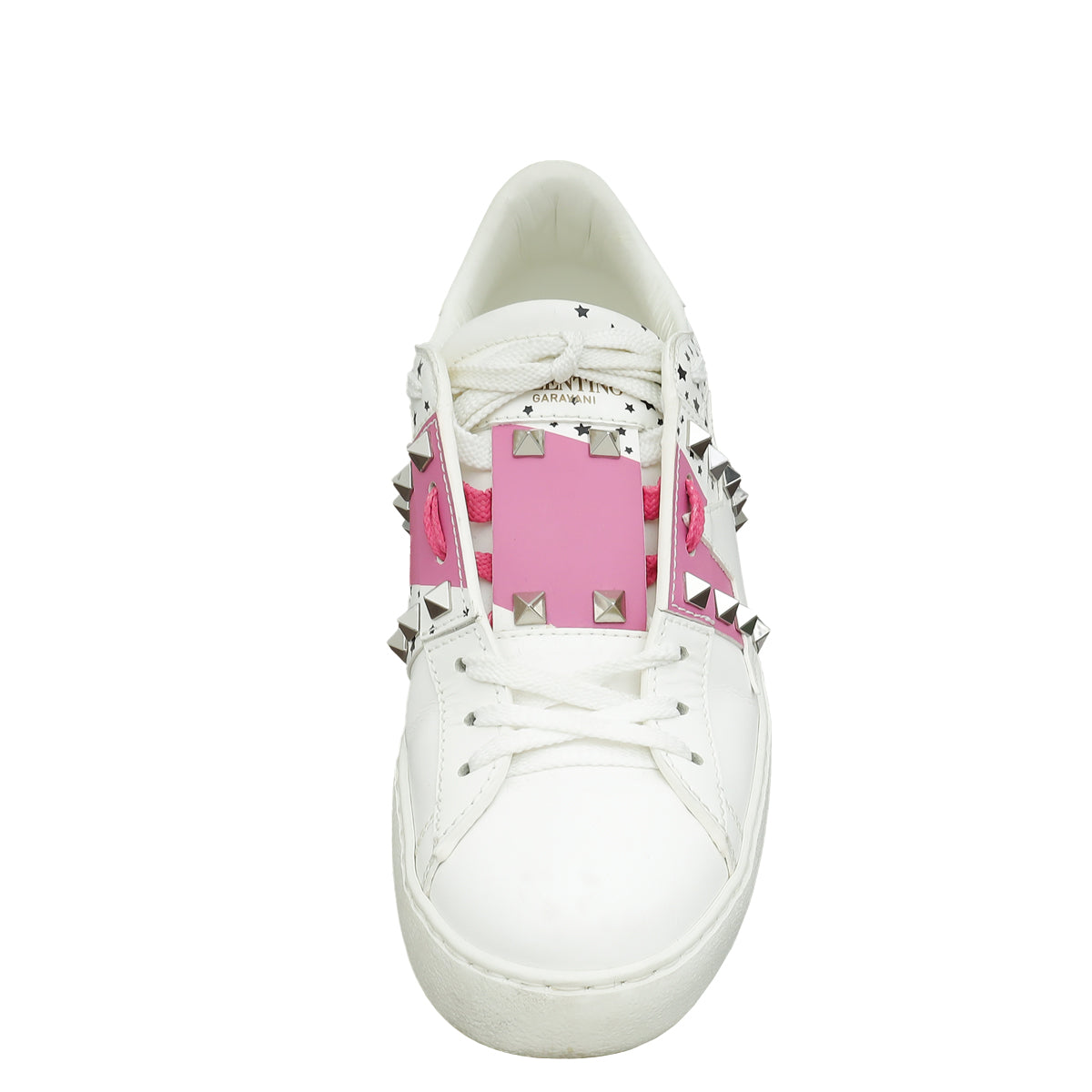 Valentino Bicolor Rockstud Star Print Open Sneaker 38.5-Valentino-THE CLOSET