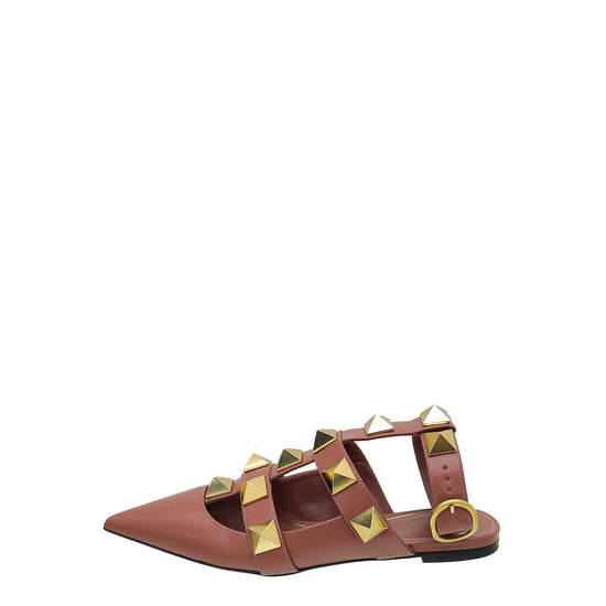 Valentino Ginger Roman Studs Ankle Strap Flat Mules 38.5