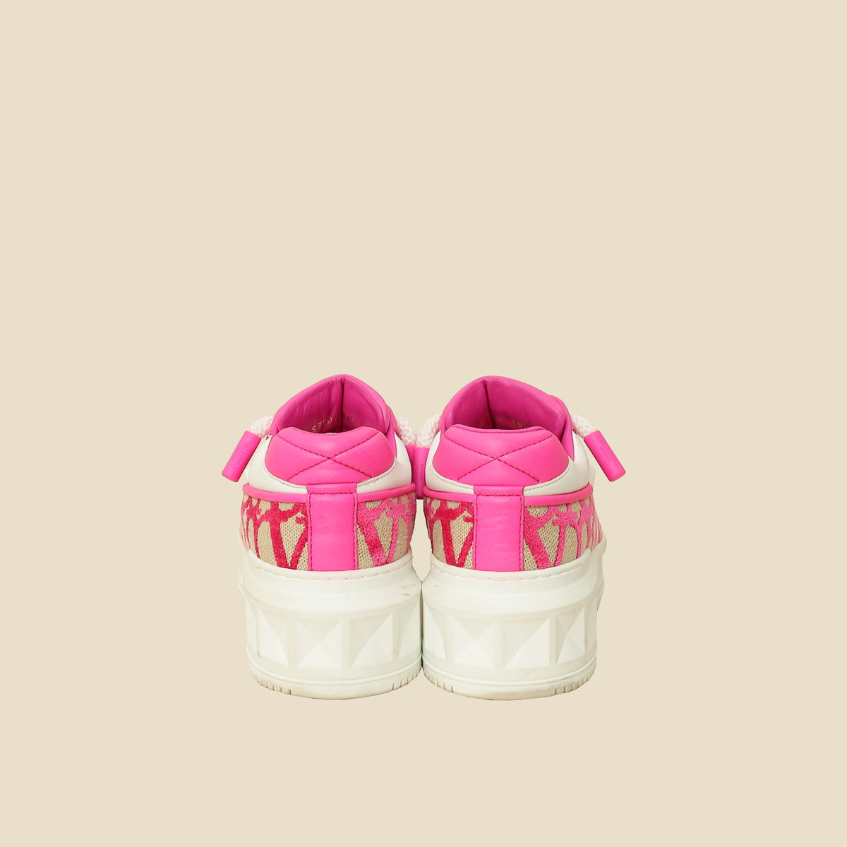 Valentino Bicolor One Stud XL Toile Iconographe Sneakers 38.5-Valentino-THE CLOSET