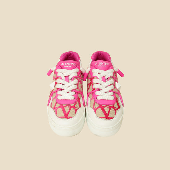 Valentino Bicolor One Stud XL Toile Iconographe Sneakers 38.5-Valentino-THE CLOSET