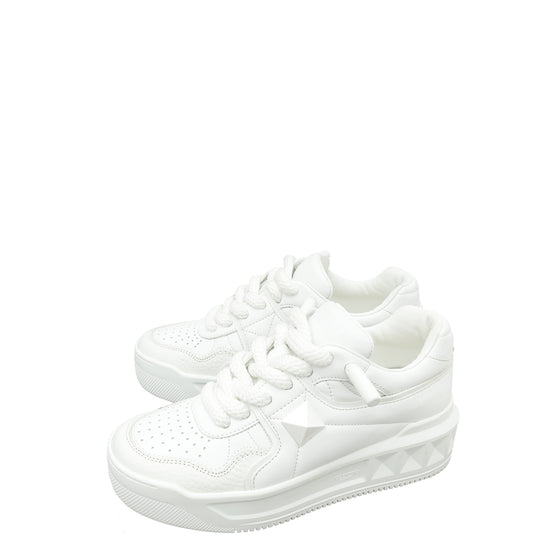 Valentino White One Stud XL Nappa Low-Top Sneaker 38.5