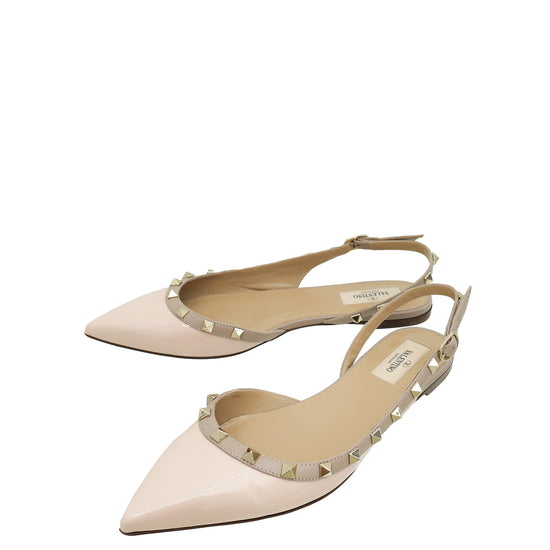 Valentino Light Pink Rockstud Flat Slingback 38.5