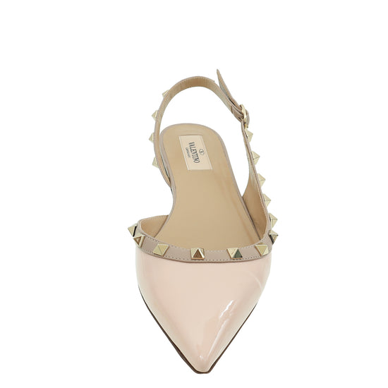 Valentino Light Pink Rockstud Flat Slingback 38.5