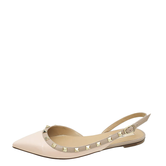 Valentino Light Pink Rockstud Flat Slingback 38.5