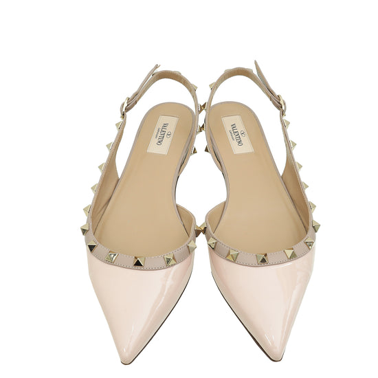 Valentino Light Pink Rockstud Flat Slingback 38.5