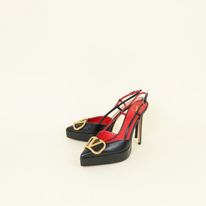 Valentino Black Vlogo Platform Slingback Pump 38.5