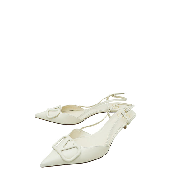 Valentino Cream Vlogo Slingback 38.5