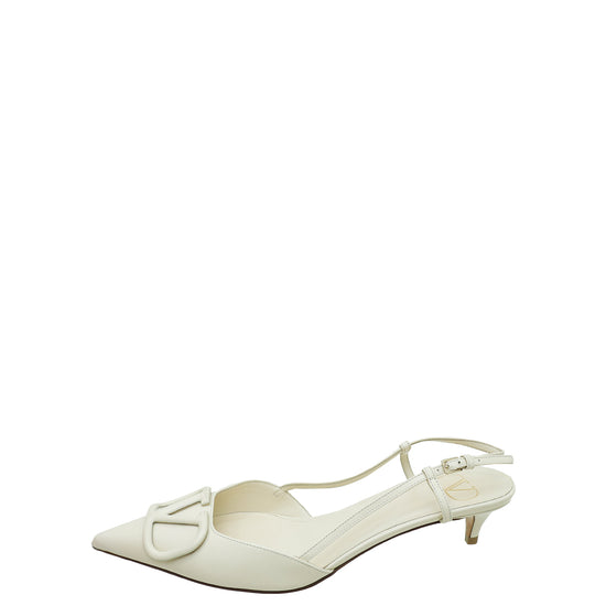 Valentino Cream Vlogo Slingback 38.5