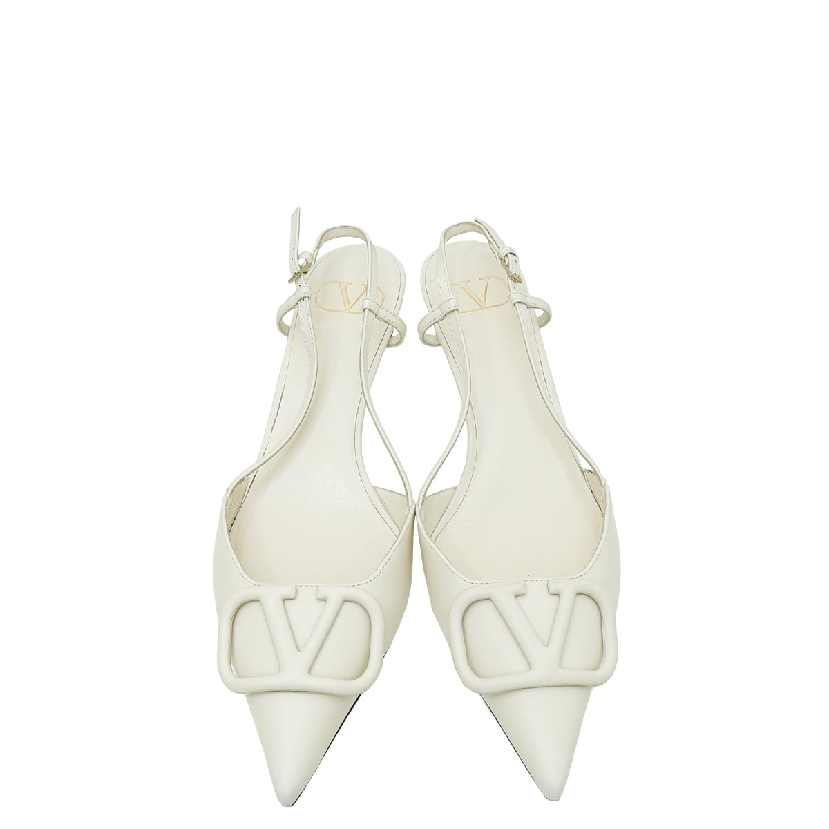 Valentino Cream Vlogo Slingback 38.5