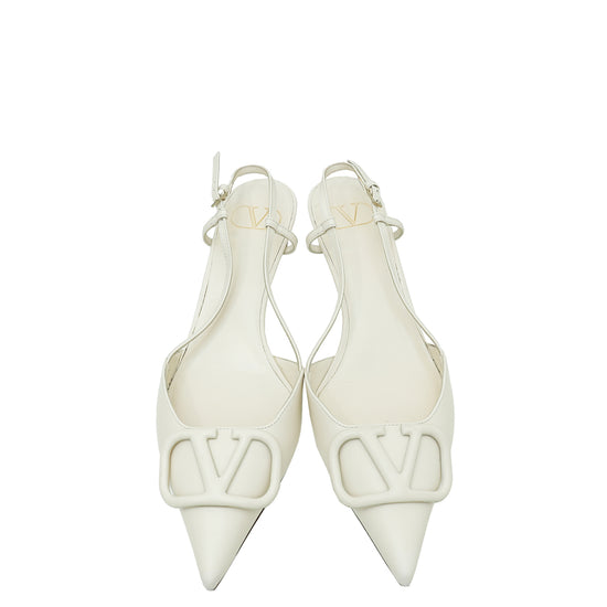 Valentino Cream Vlogo Slingback 38.5