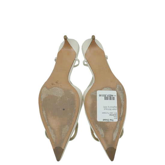 Valentino Cream Vlogo Slingback 38.5