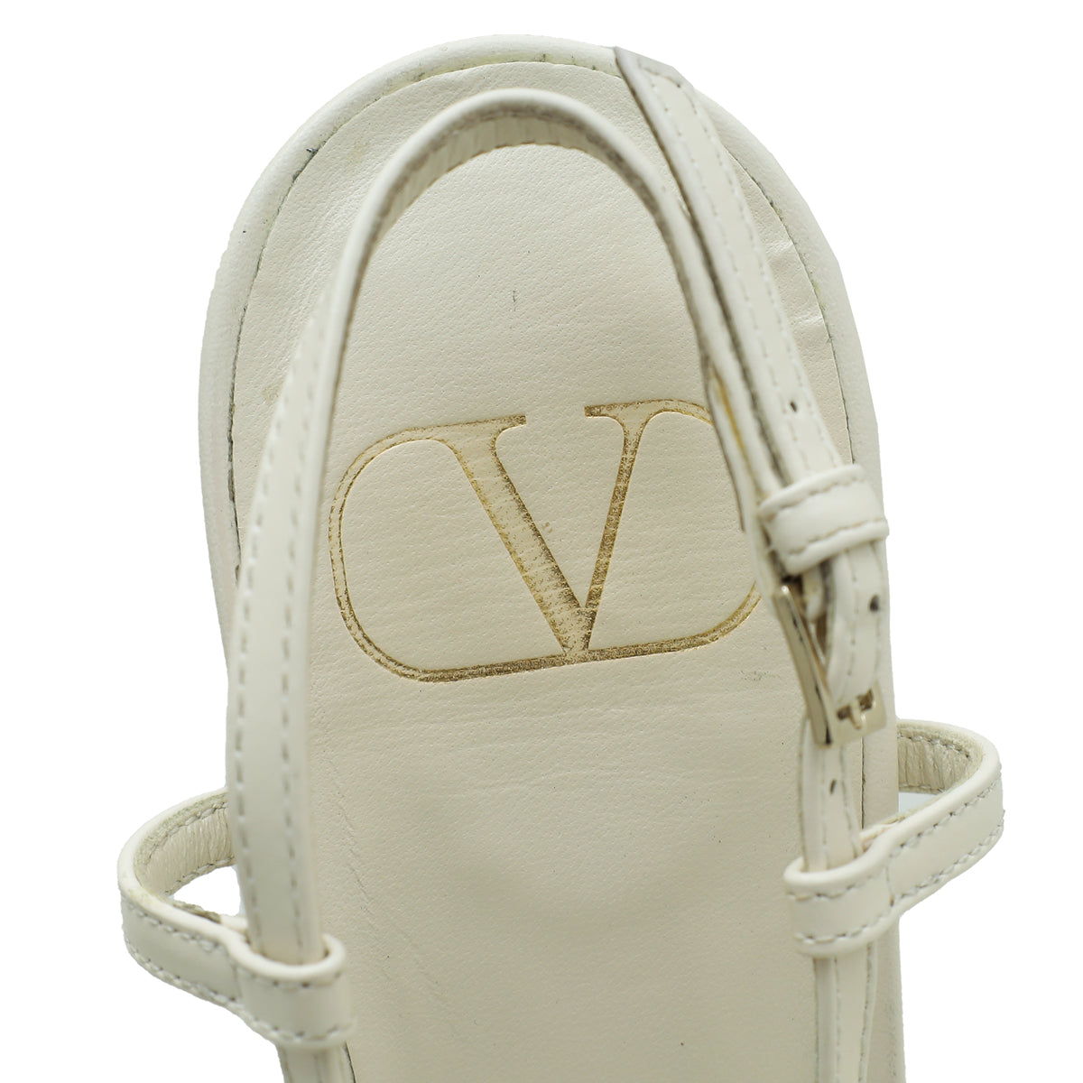 Valentino Cream Vlogo Slingback 38.5