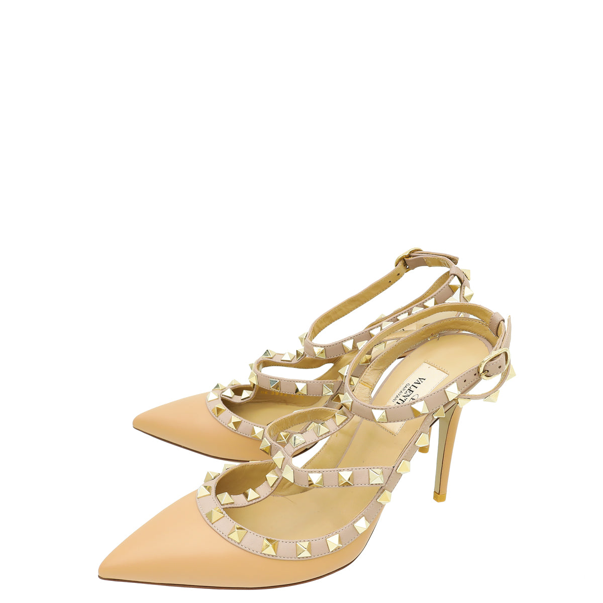 Valentino Nude Rockstud Caged Ankle Strap Pump 38.5