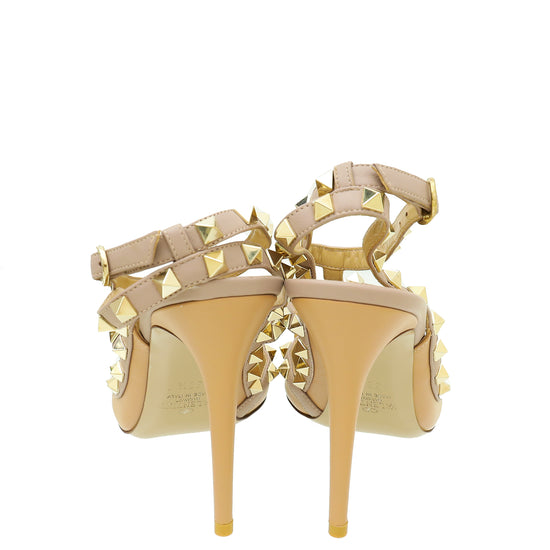 Valentino Nude Rockstud Caged Ankle Strap Pump 38.5