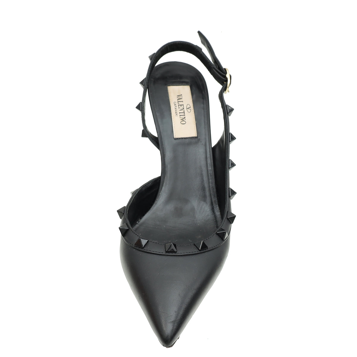 Valentino Black Rockstud Slingback Pump 38-Valentino-THE CLOSET