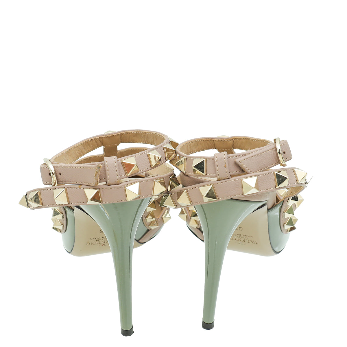 Valentino Greysh Green Rockstud Caged Pump 38