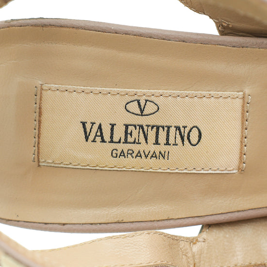 Load image into Gallery viewer, Valentino Greysh Green Rockstud Caged Pump 38
