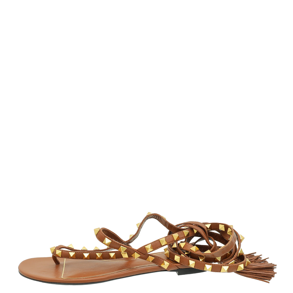 Valentino Selleria Rockstud Flair Ankle Wrap Flat Sandals 38-Valentino-THE CLOSET
